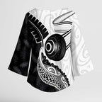 Personalised Aotearoa Lawn Bowls Kimono Sleeve Blouse Maori and Silver Fern Half Style - Aussie Hoodie