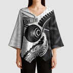 Personalised Aotearoa Lawn Bowls Kimono Sleeve Blouse Maori and Silver Fern Half Style - Aussie Hoodie