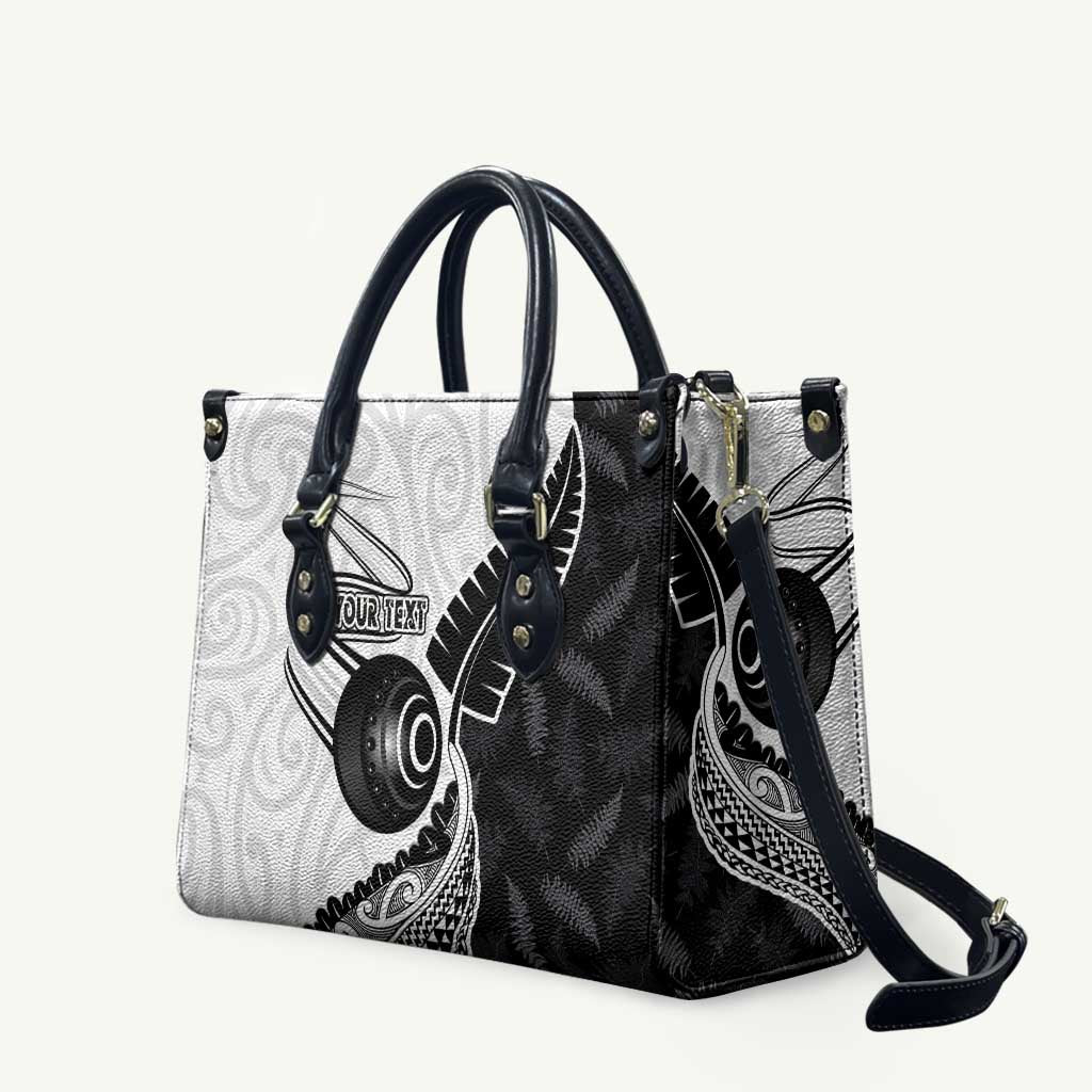 Personalised Aotearoa Lawn Bowls Leather Bag Maori and Silver Fern Half Style - Aussie Hoodie