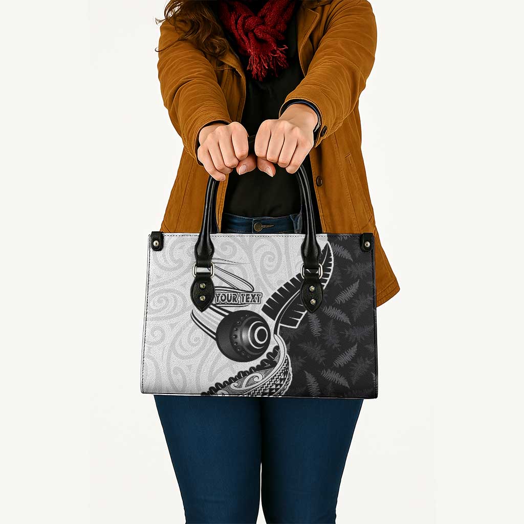 Personalised Aotearoa Lawn Bowls Leather Bag Maori and Silver Fern Half Style - Aussie Hoodie