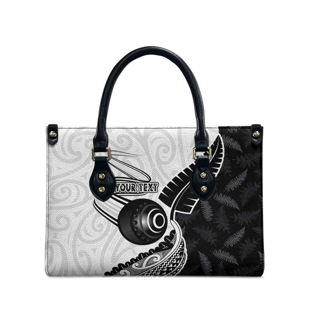 Personalised Aotearoa Lawn Bowls Leather Bag Maori and Silver Fern Half Style - Aussie Hoodie