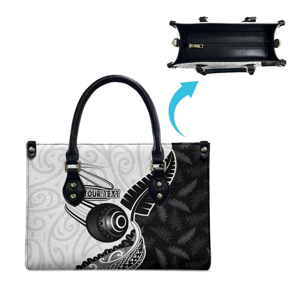 Personalised Aotearoa Lawn Bowls Leather Bag Maori and Silver Fern Half Style - Aussie Hoodie