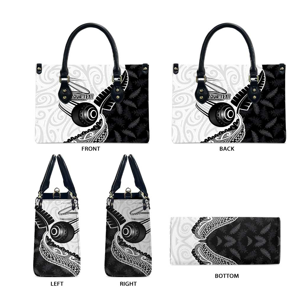 Personalised Aotearoa Lawn Bowls Leather Bag Maori and Silver Fern Half Style - Aussie Hoodie