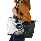Personalised Aotearoa Lawn Bowls Leather Tote Bag Maori and Silver Fern Half Style - Aussie Hoodie