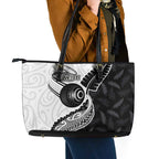 Personalised Aotearoa Lawn Bowls Leather Tote Bag Maori and Silver Fern Half Style - Aussie Hoodie