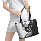 Personalised Aotearoa Lawn Bowls Leather Tote Bag Maori and Silver Fern Half Style - Aussie Hoodie