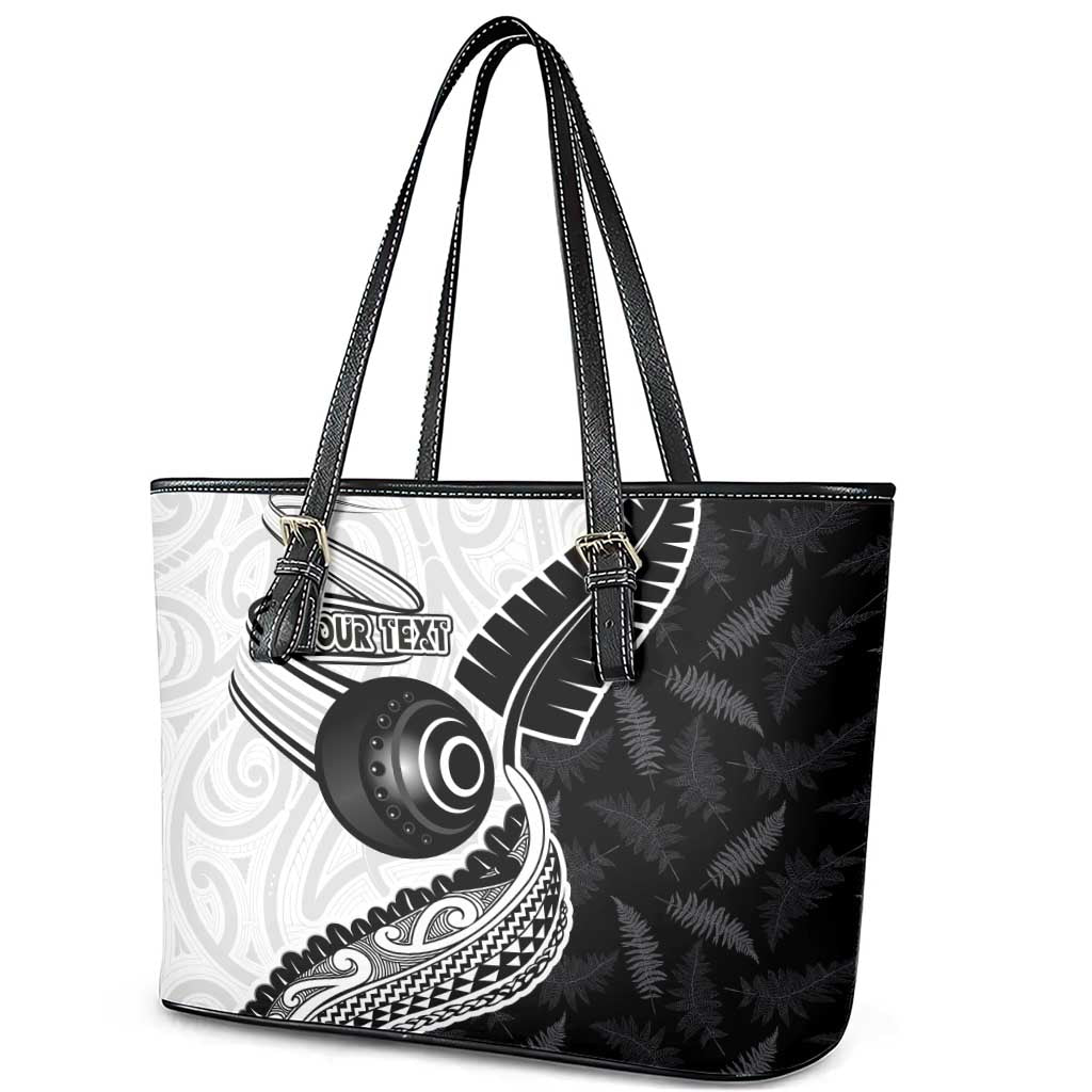 Personalised Aotearoa Lawn Bowls Leather Tote Bag Maori and Silver Fern Half Style - Aussie Hoodie