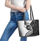 Personalised Aotearoa Lawn Bowls Leather Tote Bag Maori and Silver Fern Half Style - Aussie Hoodie