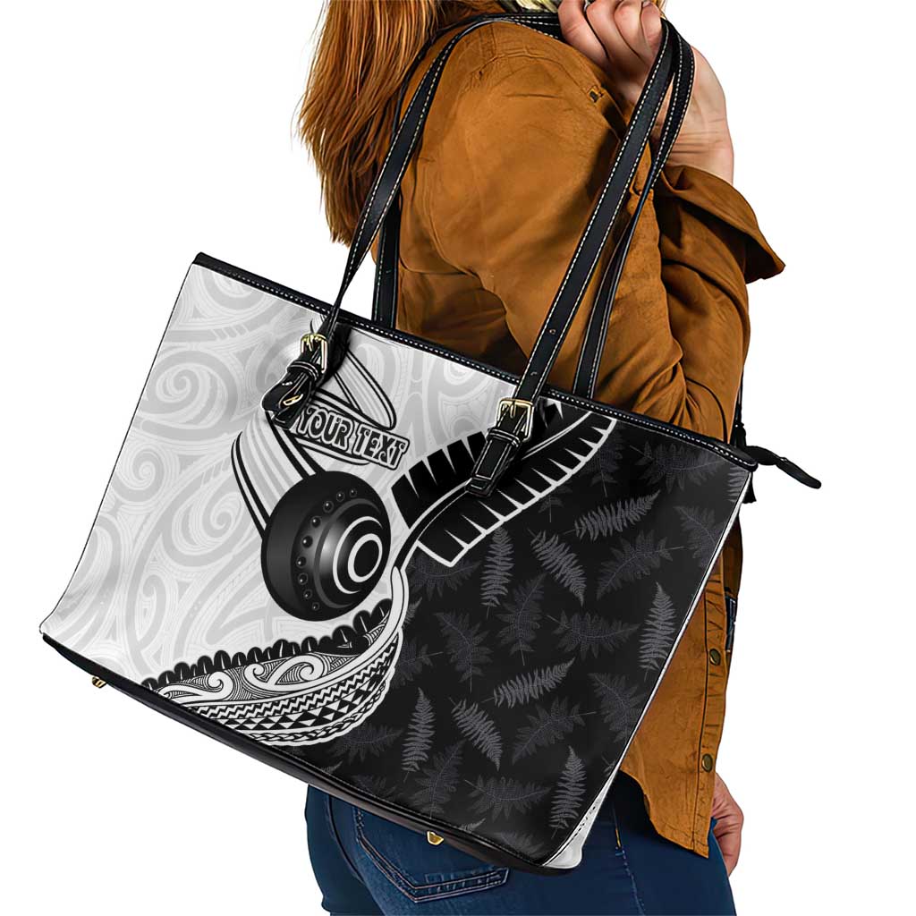 Personalised Aotearoa Lawn Bowls Leather Tote Bag Maori and Silver Fern Half Style - Aussie Hoodie