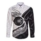 Personalised Aotearoa Lawn Bowls Long Sleeve Button Shirt Maori and Silver Fern Half Style - Aussie Hoodie