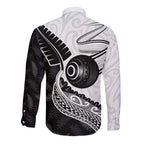 Personalised Aotearoa Lawn Bowls Long Sleeve Button Shirt Maori and Silver Fern Half Style - Aussie Hoodie