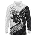 Personalised Aotearoa Lawn Bowls Long Sleeve Polo Shirt Maori and Silver Fern Half Style - Aussie Hoodie