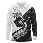 Personalised Aotearoa Lawn Bowls Long Sleeve Polo Shirt Maori and Silver Fern Half Style - Aussie Hoodie
