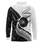 Personalised Aotearoa Lawn Bowls Long Sleeve Polo Shirt Maori and Silver Fern Half Style - Aussie Hoodie