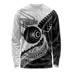 Personalised Aotearoa Lawn Bowls Long Sleeve Shirt Maori and Silver Fern Half Style - Aussie Hoodie