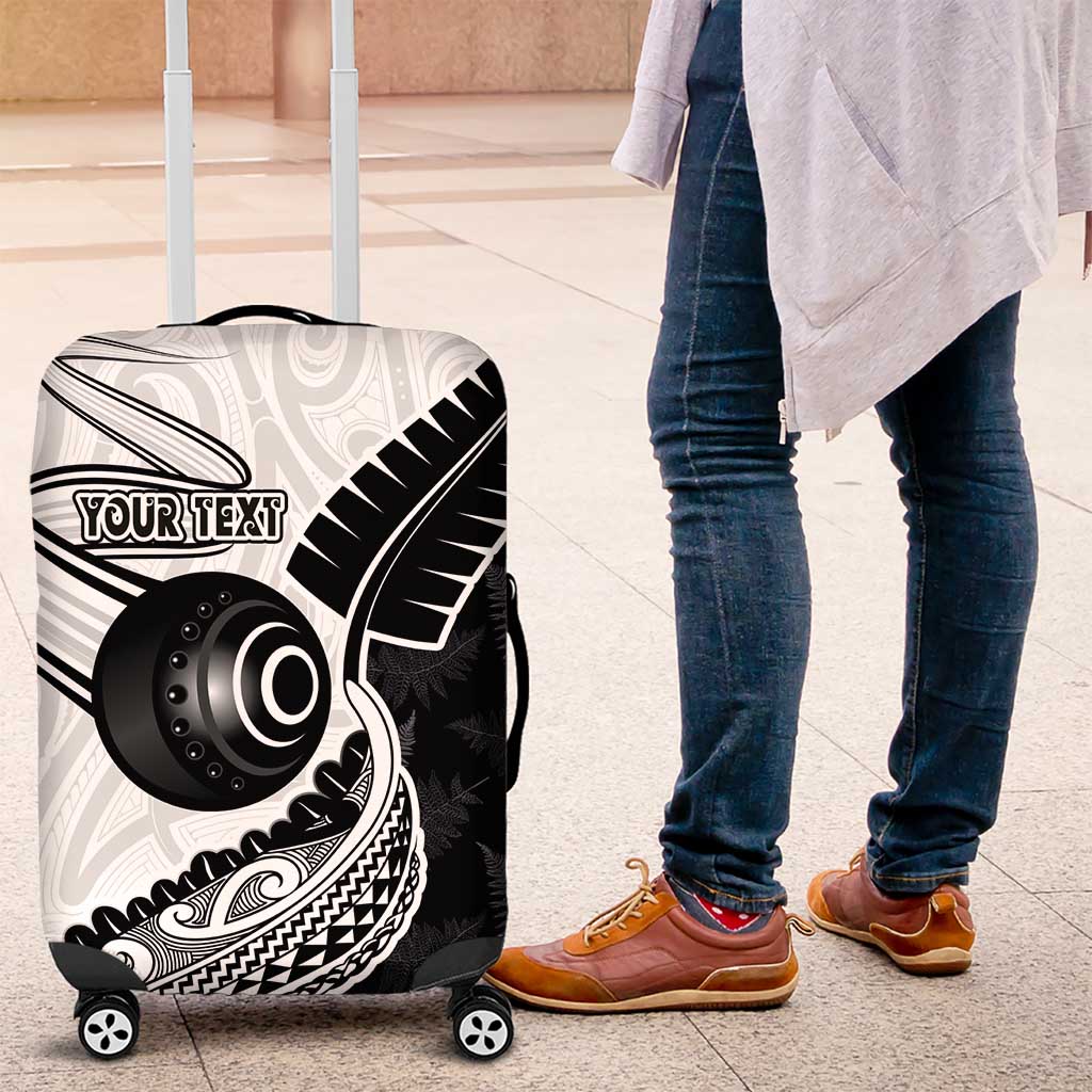 Personalised Aotearoa Lawn Bowls Luggage Cover Maori and Silver Fern Half Style - Aussie Hoodie
