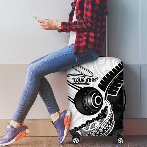 Personalised Aotearoa Lawn Bowls Luggage Cover Maori and Silver Fern Half Style - Aussie Hoodie