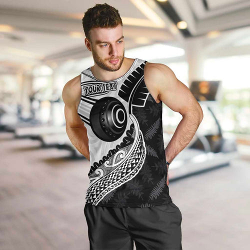 Personalised Aotearoa Lawn Bowls Men Tank Top Maori and Silver Fern Half Style - Aussie Hoodie