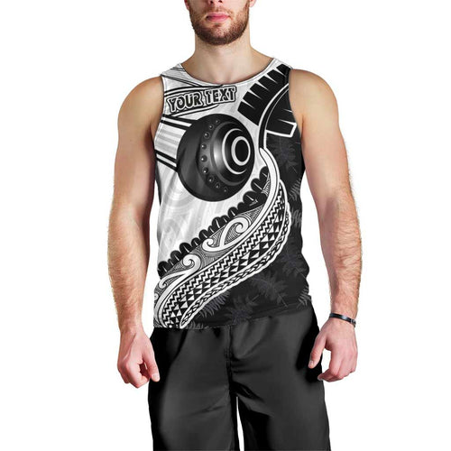 Personalised Aotearoa Lawn Bowls Men Tank Top Maori and Silver Fern Half Style - Aussie Hoodie