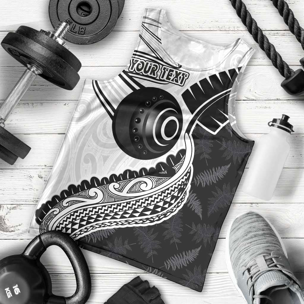 Personalised Aotearoa Lawn Bowls Men Tank Top Maori and Silver Fern Half Style - Aussie Hoodie