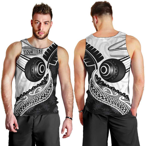 Personalised Aotearoa Lawn Bowls Men Tank Top Maori and Silver Fern Half Style - Aussie Hoodie