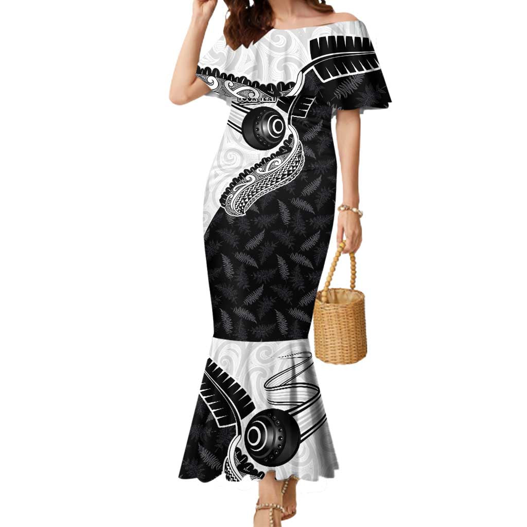 Personalised Aotearoa Lawn Bowls Mermaid Dress Maori and Silver Fern Half Style - Aussie Hoodie