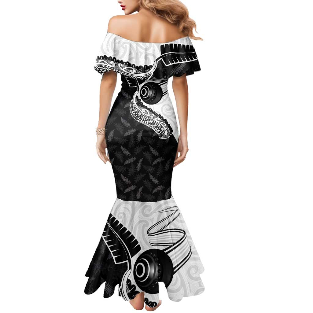 Personalised Aotearoa Lawn Bowls Mermaid Dress Maori and Silver Fern Half Style - Aussie Hoodie