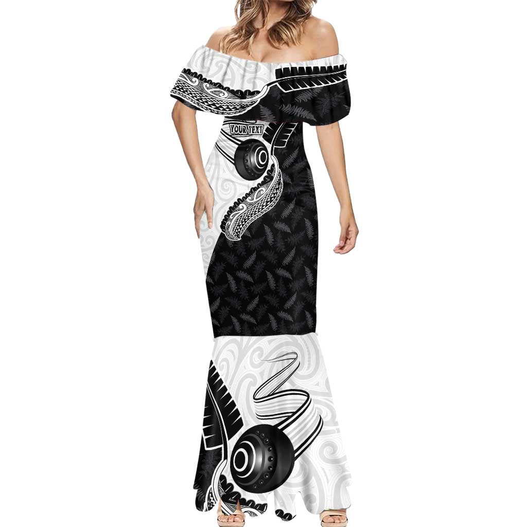 Personalised Aotearoa Lawn Bowls Mermaid Dress Maori and Silver Fern Half Style - Aussie Hoodie