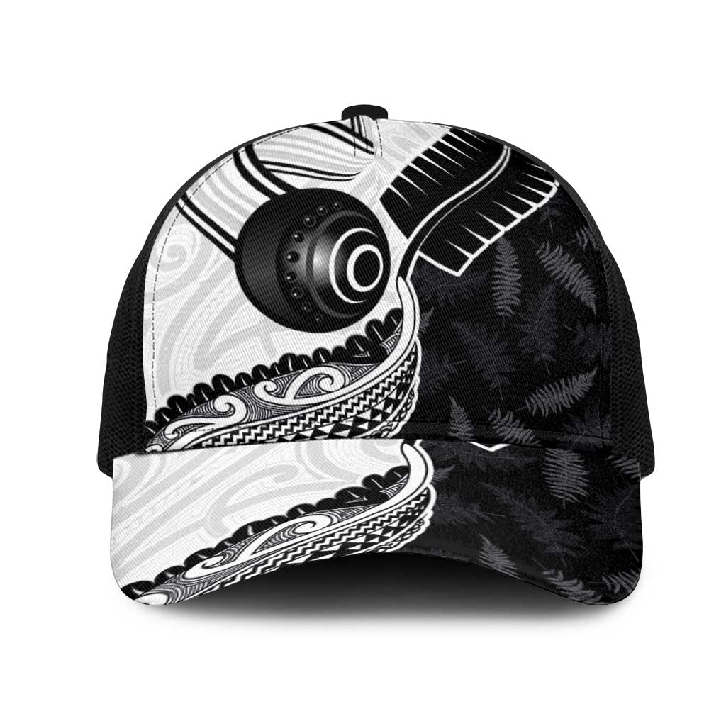 Aotearoa Lawn Bowls Mesh Trucker Cap Maori and Silver Fern Half Style - Aussie Hoodie