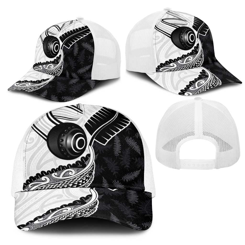 Aotearoa Lawn Bowls Mesh Trucker Cap Maori and Silver Fern Half Style - Aussie Hoodie