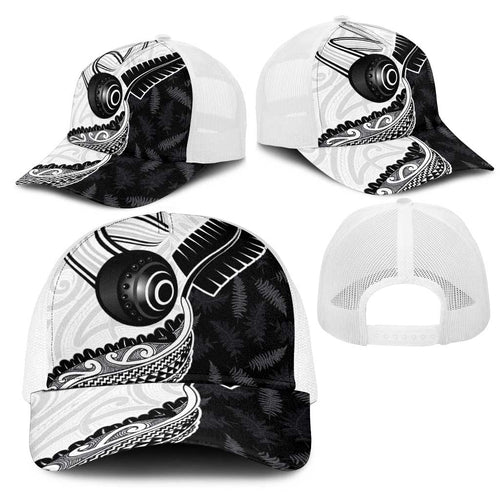 Aotearoa Lawn Bowls Mesh Trucker Cap Maori and Silver Fern Half Style - Aussie Hoodie