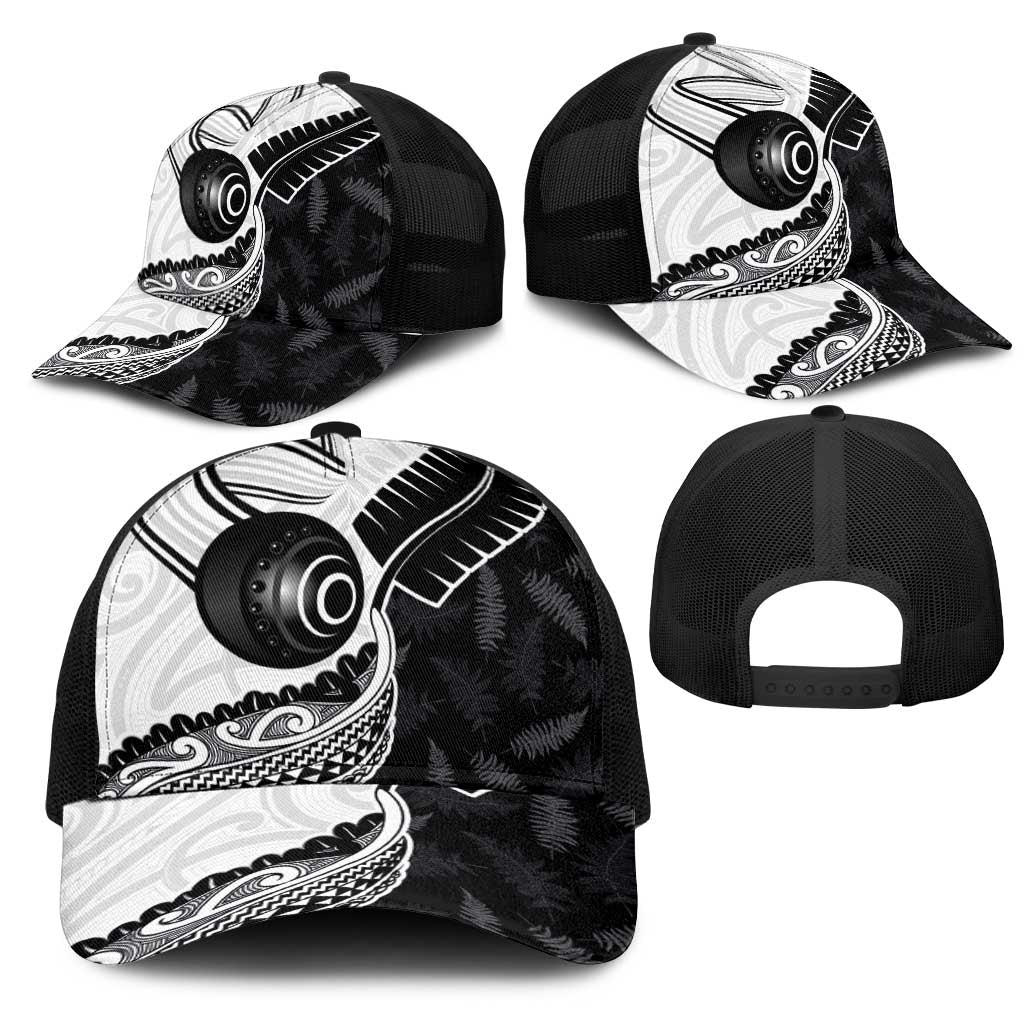 Aotearoa Lawn Bowls Mesh Trucker Cap Maori and Silver Fern Half Style - Aussie Hoodie