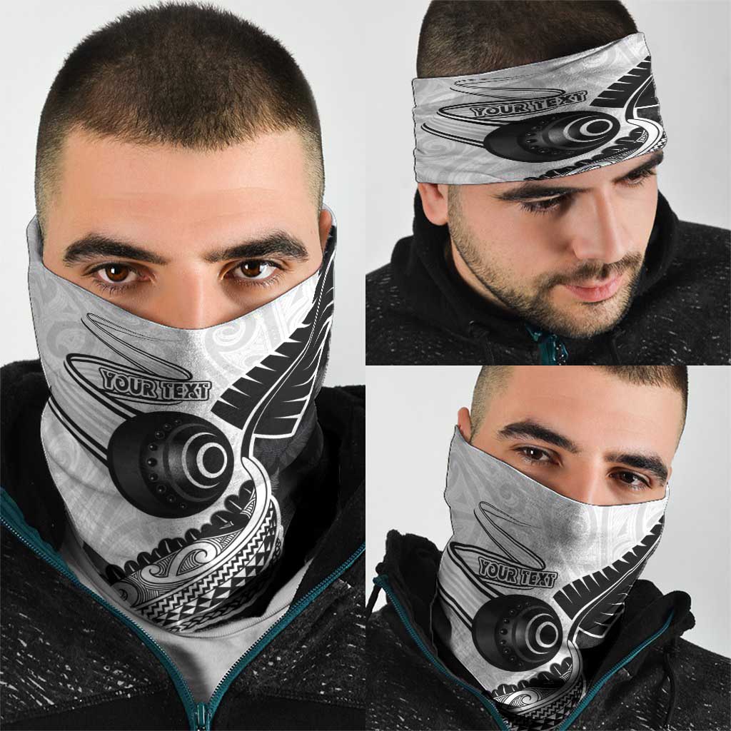 Personalised Aotearoa Lawn Bowls Neck Gaiter Maori and Silver Fern Half Style - Aussie Hoodie