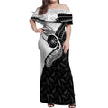 Personalised Aotearoa Lawn Bowls Off Shoulder Maxi Dress Maori and Silver Fern Half Style - Aussie Hoodie
