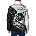 Personalised Aotearoa Lawn Bowls Padded Jacket Maori and Silver Fern Half Style - Aussie Hoodie