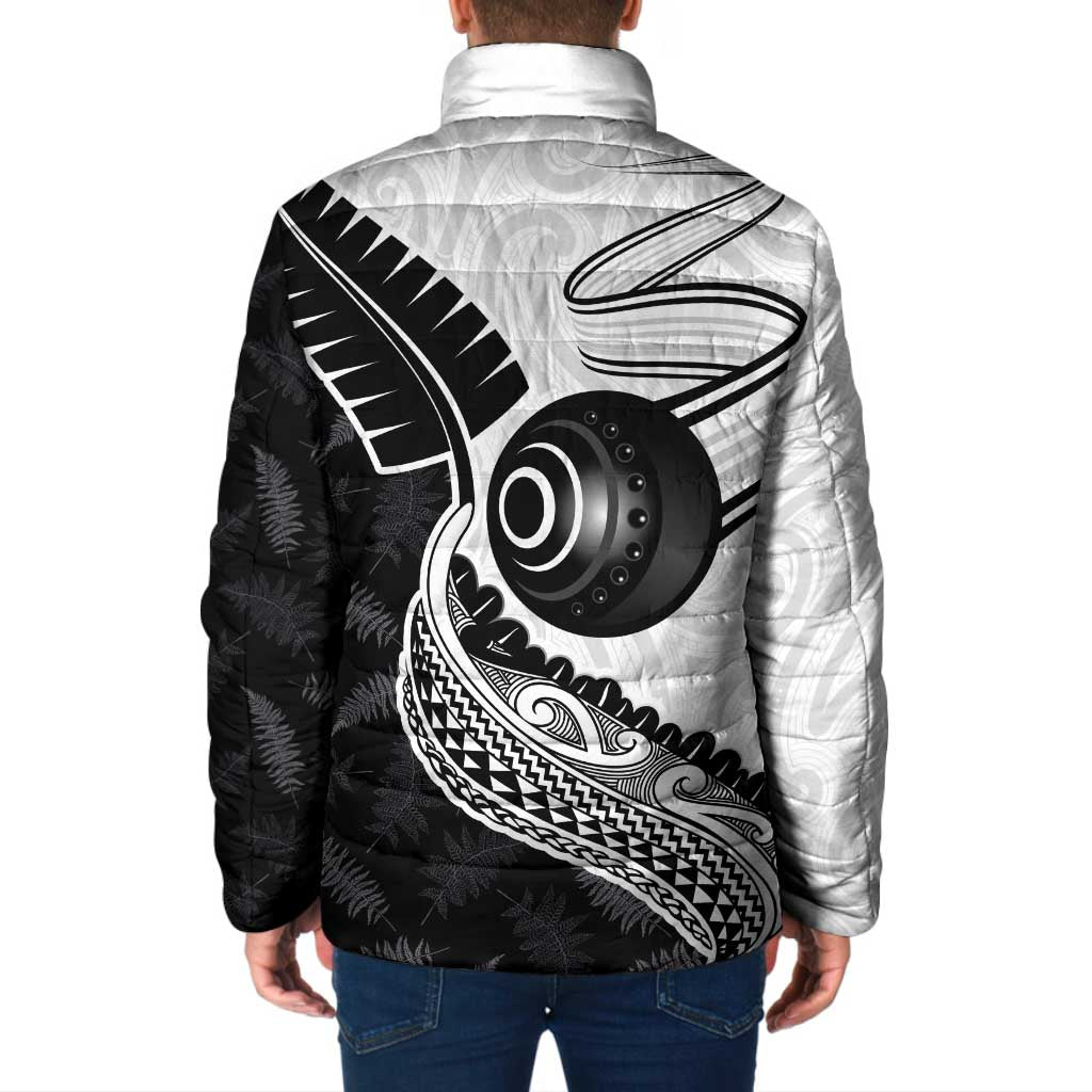 Personalised Aotearoa Lawn Bowls Padded Jacket Maori and Silver Fern Half Style - Aussie Hoodie