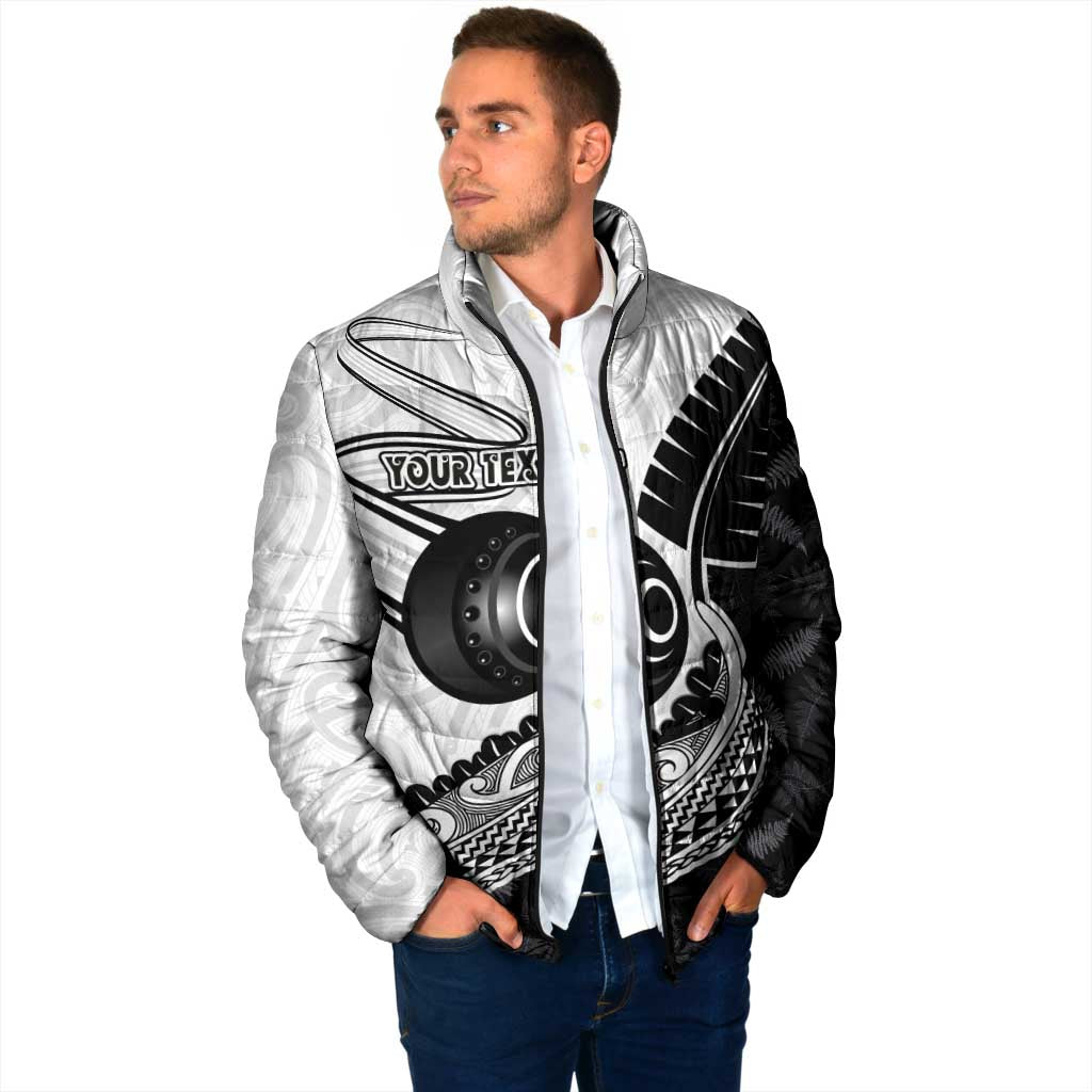 Personalised Aotearoa Lawn Bowls Padded Jacket Maori and Silver Fern Half Style - Aussie Hoodie