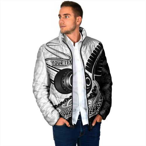 Personalised Aotearoa Lawn Bowls Padded Jacket Maori and Silver Fern Half Style - Aussie Hoodie