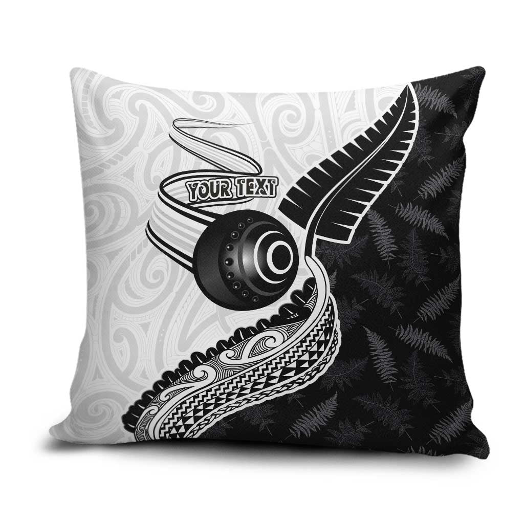 Personalised Aotearoa Lawn Bowls Pillow Cover Maori and Silver Fern Half Style - Aussie Hoodie