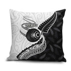 Personalised Aotearoa Lawn Bowls Pillow Cover Maori and Silver Fern Half Style - Aussie Hoodie