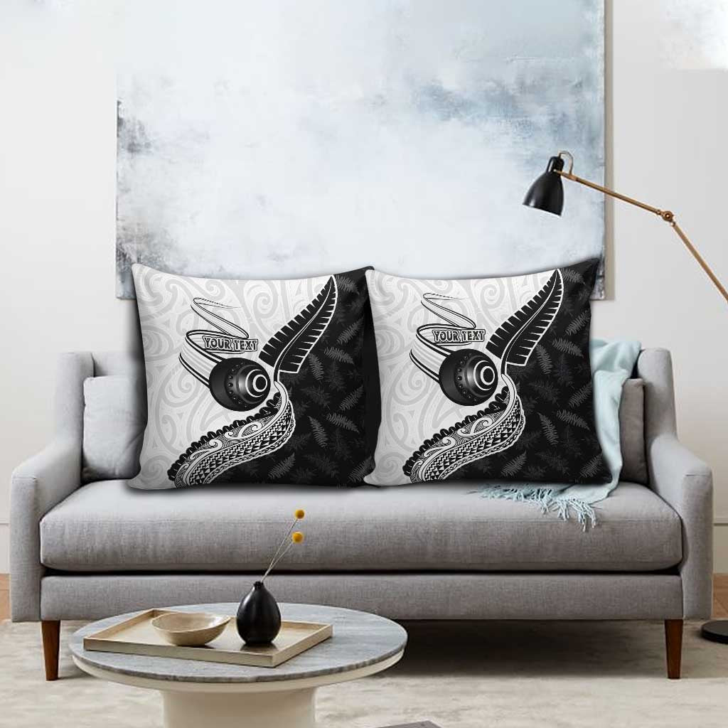 Personalised Aotearoa Lawn Bowls Pillow Cover Maori and Silver Fern Half Style - Aussie Hoodie