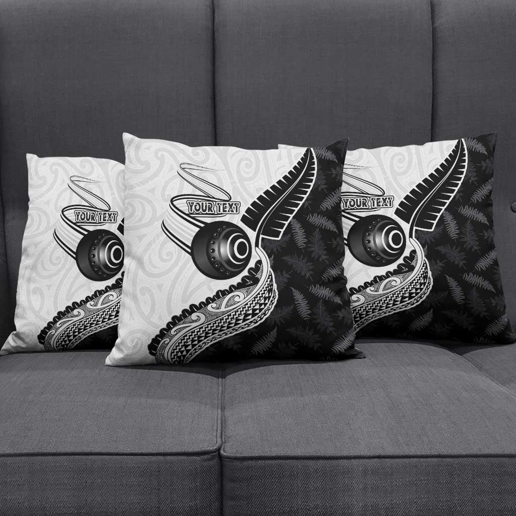 Personalised Aotearoa Lawn Bowls Pillow Cover Maori and Silver Fern Half Style - Aussie Hoodie