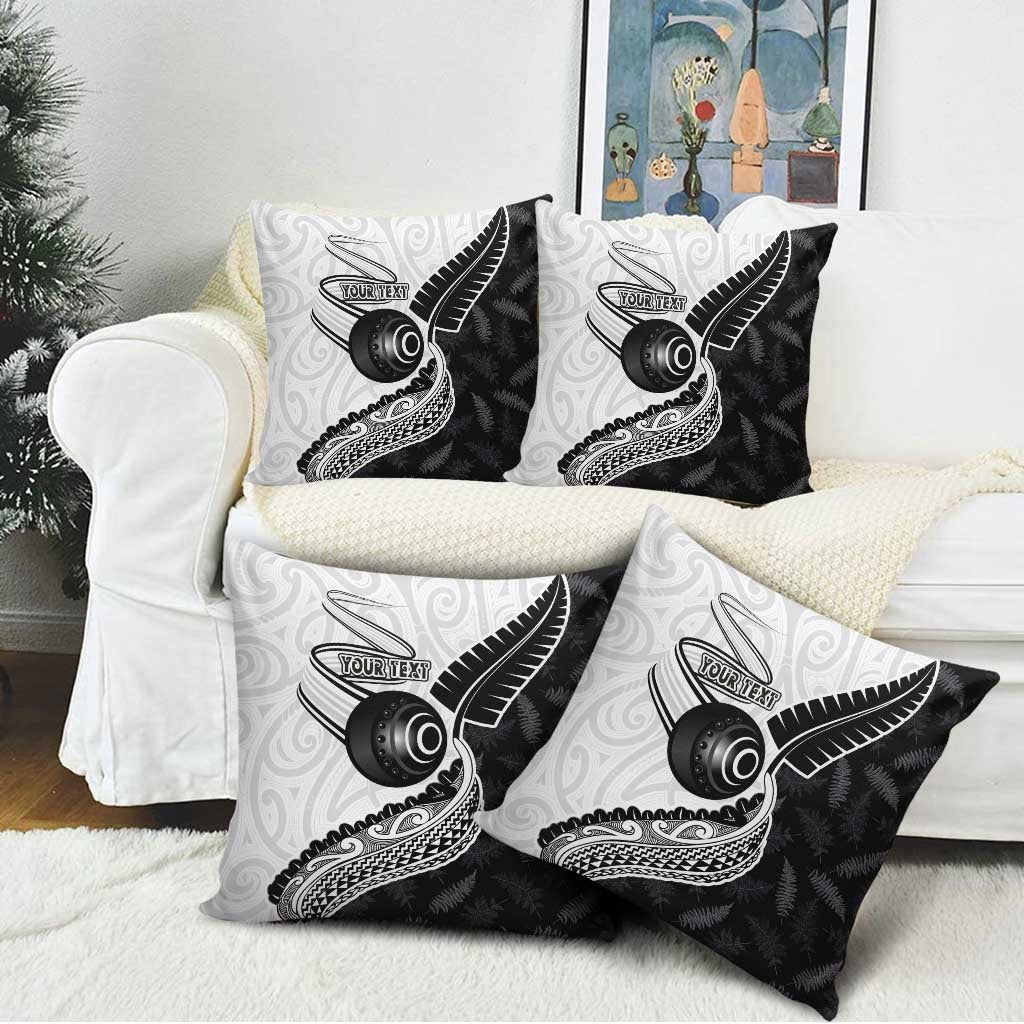Personalised Aotearoa Lawn Bowls Pillow Cover Maori and Silver Fern Half Style - Aussie Hoodie