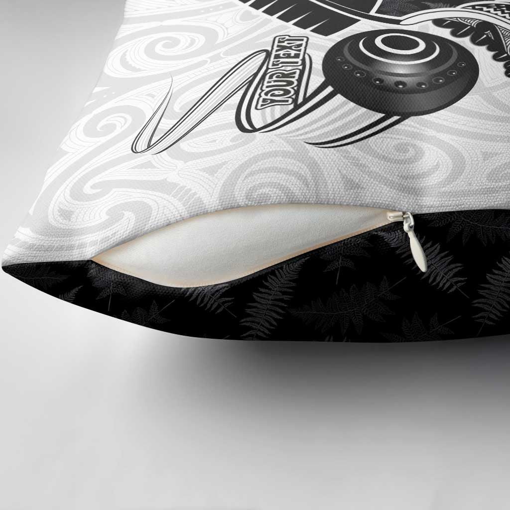 Personalised Aotearoa Lawn Bowls Pillow Cover Maori and Silver Fern Half Style - Aussie Hoodie