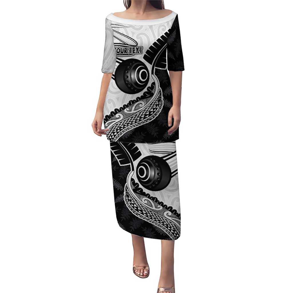 Personalised Aotearoa Lawn Bowls Puletasi Maori and Silver Fern Half Style - Aussie Hoodie