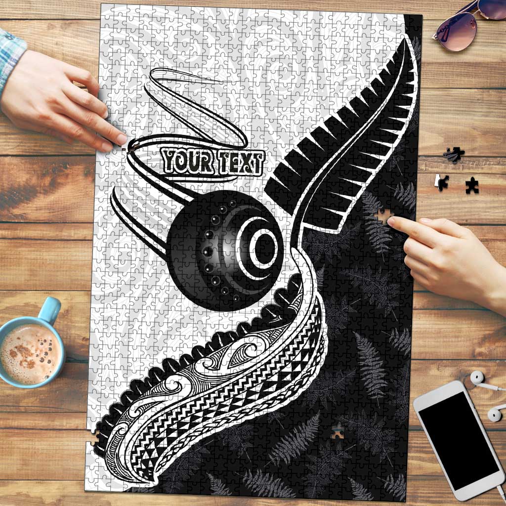 Personalised Aotearoa Lawn Bowls Puzzle Maori and Silver Fern Half Style - Aussie Hoodie