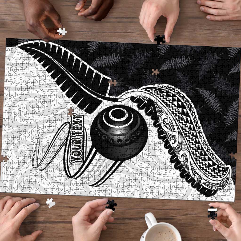 Personalised Aotearoa Lawn Bowls Puzzle Maori and Silver Fern Half Style - Aussie Hoodie
