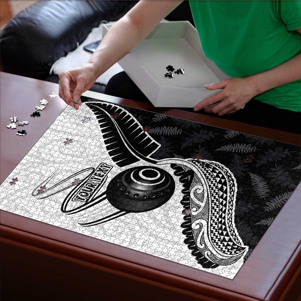 Personalised Aotearoa Lawn Bowls Puzzle Maori and Silver Fern Half Style - Aussie Hoodie
