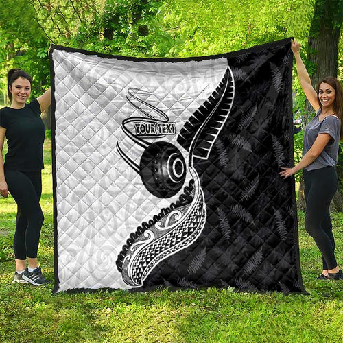 Personalised Aotearoa Lawn Bowls Quilt Maori and Silver Fern Half Style - Aussie Hoodie
