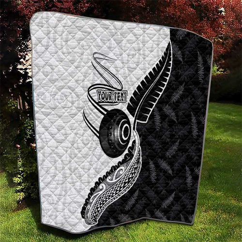 Personalised Aotearoa Lawn Bowls Quilt Maori and Silver Fern Half Style - Aussie Hoodie